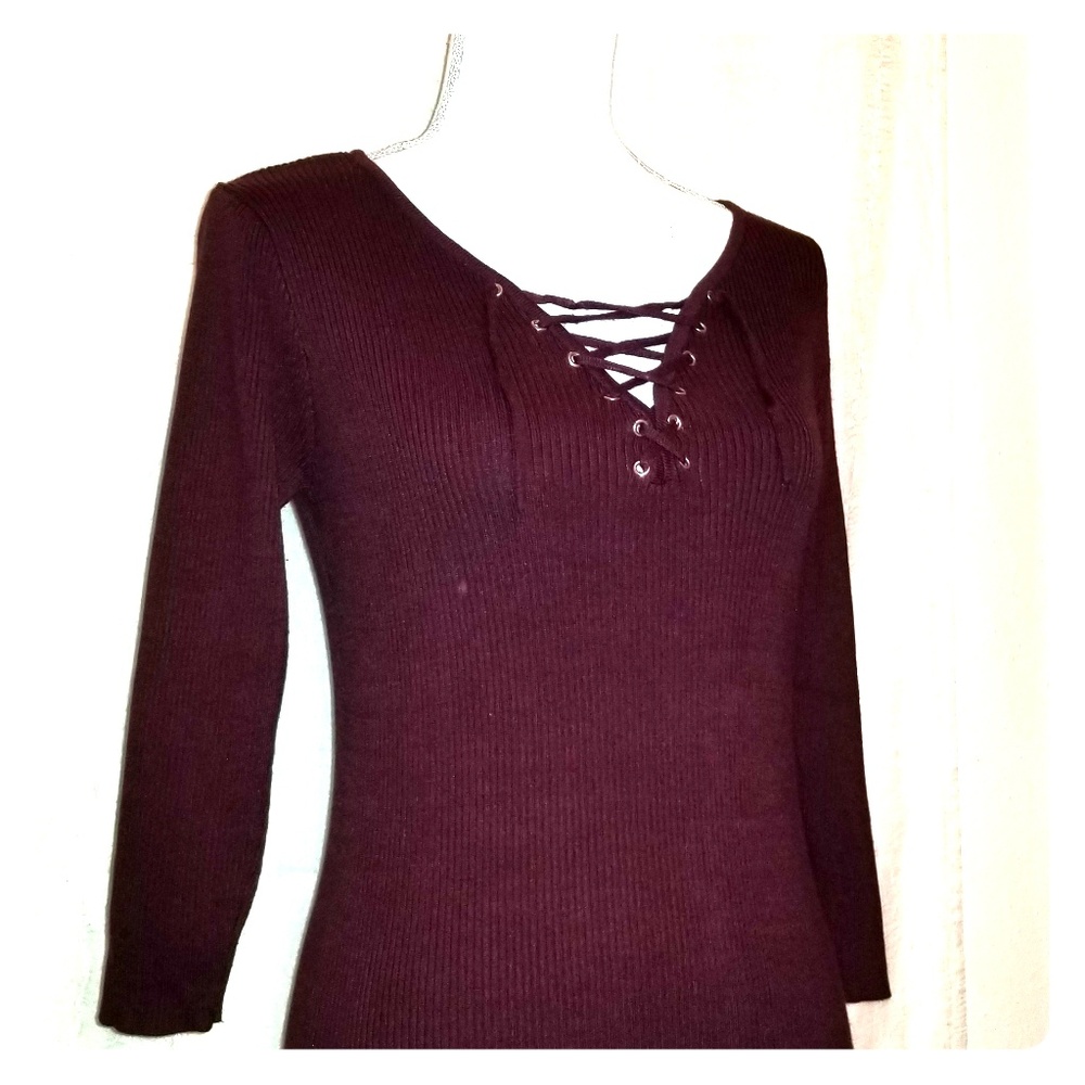 New York and Company 3/4 Sleeve Ribbed Shirt